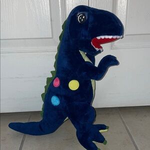 Navy Blue Dinosaur Plush with Colorful Spots